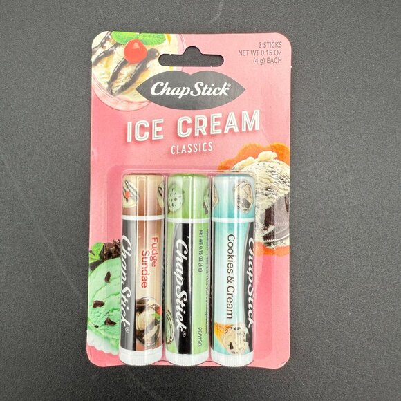Lot of 3 - ChapStick Ice Cream Classics Lip Balm 3-Pack (9 total tubes) - Picture 2 of 3